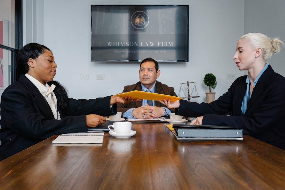 A realistic image of a landlord and tenant discussing eviction proceedings in a courtroom setting
