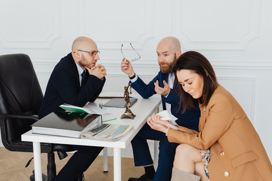 A professional mediator facilitating a discussion between a landlord and tenant in a mediation session