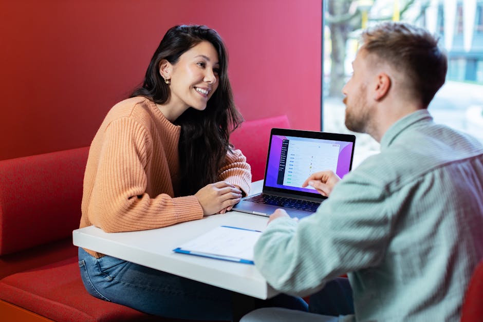 A realistic image showing a landlord and tenant discussing owed rent in a professional setting