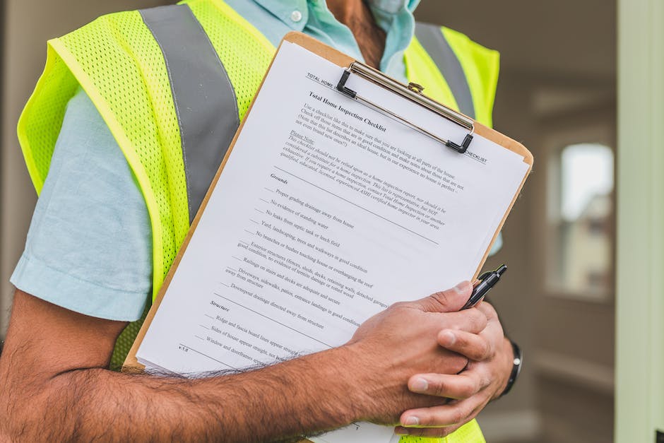 Illustration showing a person inspecting a property with a checklist in hand