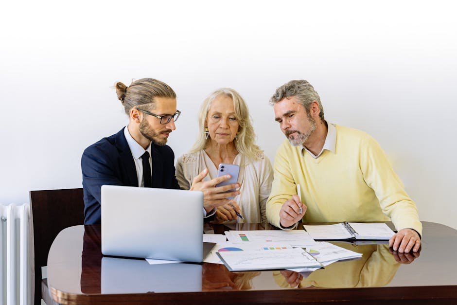 Image of a landlord reviewing legal documents and financial statements