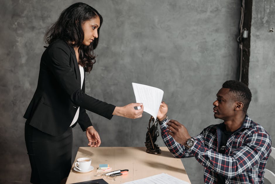 Image of a landlord reviewing legal documents related to tenant bankruptcy and rent collection