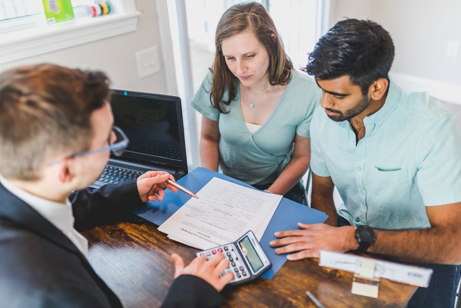 A realistic image depicting a landlord and tenant discussing a written agreement after a mediation session